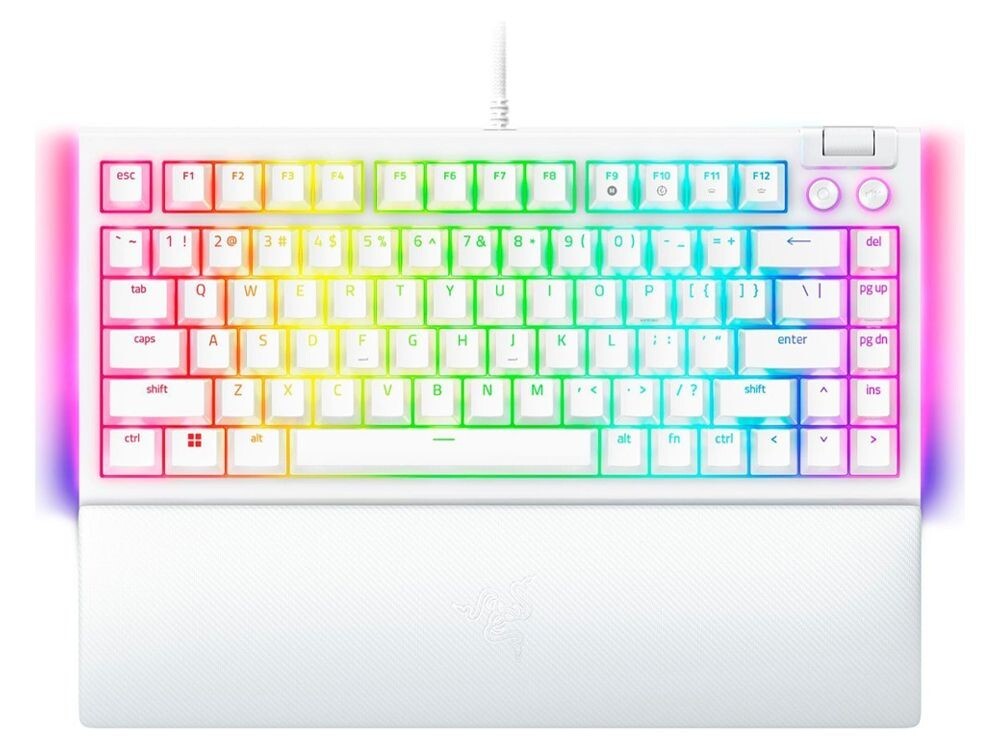 Razer Blackwidow V4 75% Mechanical Gaming Keyboard - White - Orange Switch